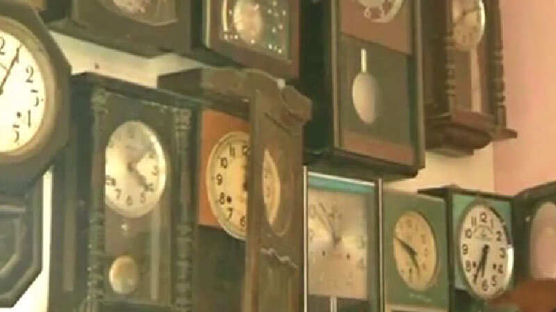 Devoted clock collector owns mini museum of antique clocks