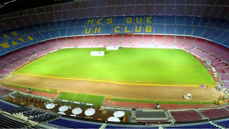 Time-lapse video of FC Barcelona relaying turf at Camp Nou