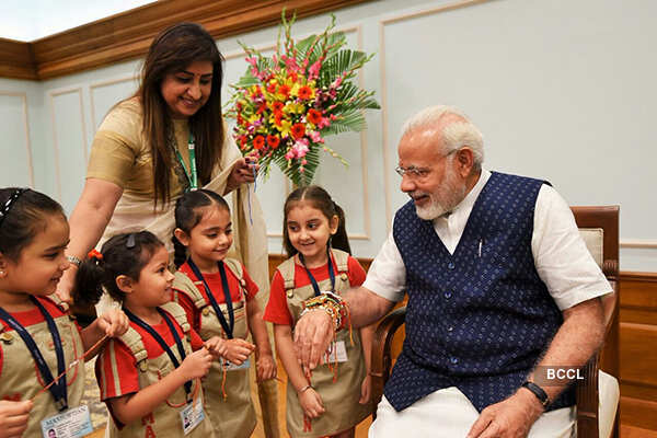 Prime Minister Narendra Modi celebrates Raksha Bandhan