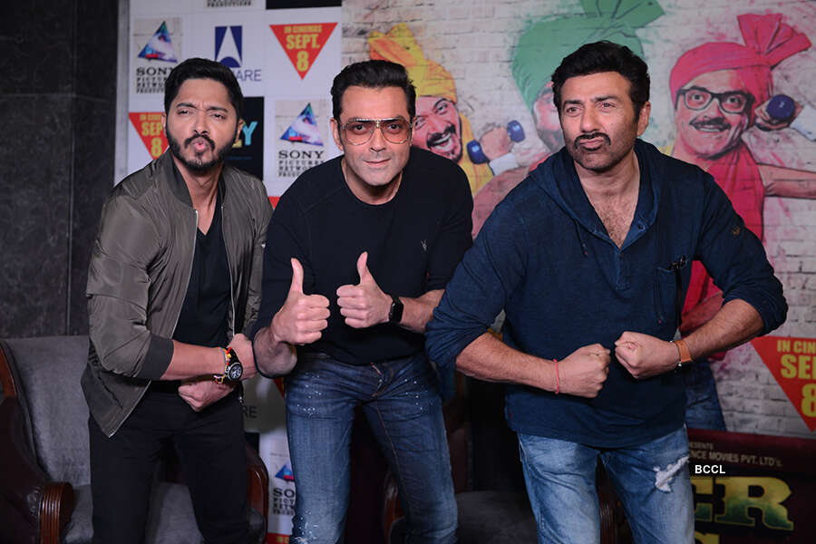 Shreyas Talpade, Sunny Deol and Bobby Deol