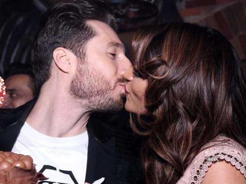 Shama Sikander kisses fiancé James Milliron at his birthday party