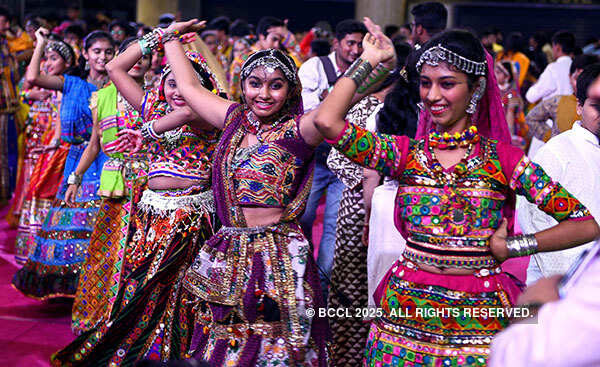 Participants perform Garba