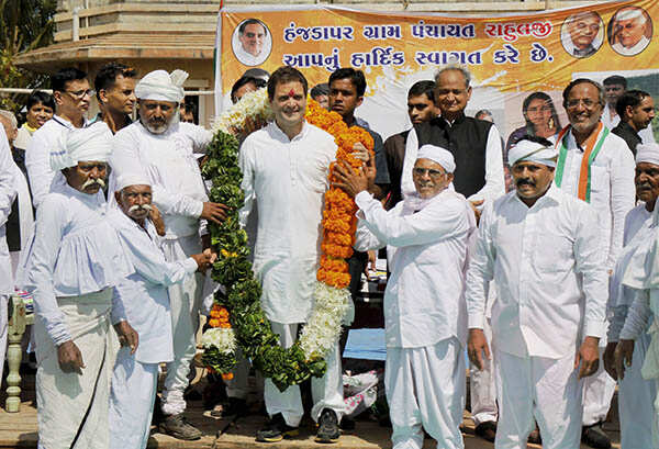 ​ Rahul Gandhi being garlanded