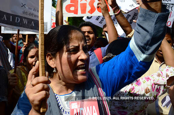 Social activists stage a protest