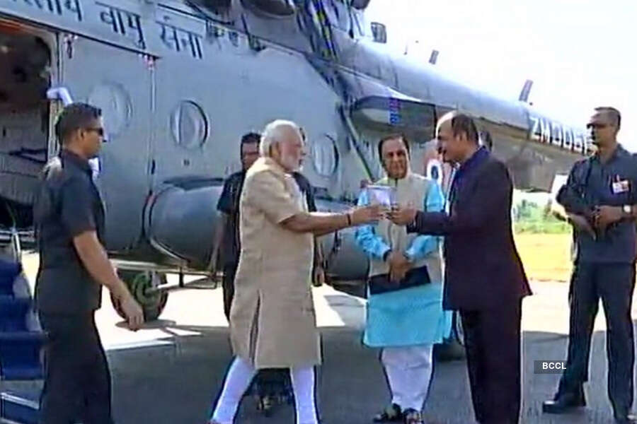 Prime Minister Narendra Modi is being welcomed