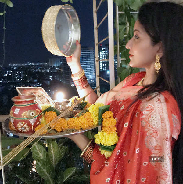 Celebrities don festive look for their grand Karwa Chauth celebrations
