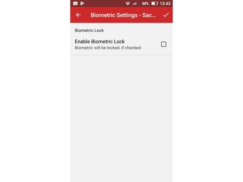 The app allows users to lock or unlock their biometrics data