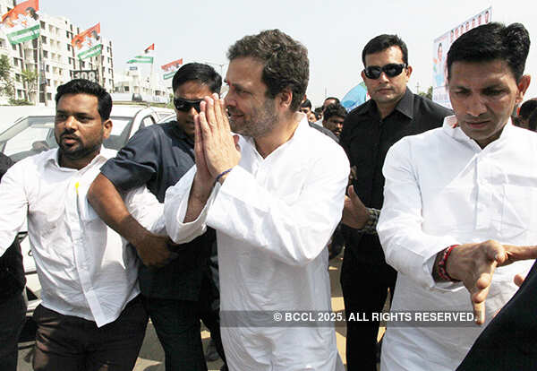 Congress Vice President Rahul Gandhi gestures