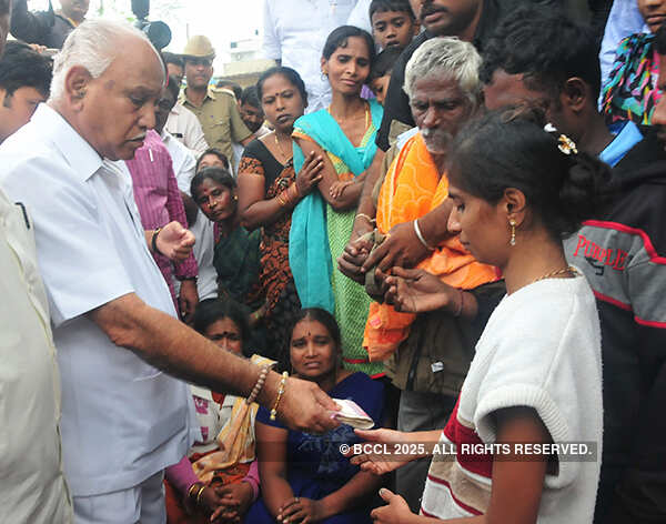 State BJP President B S Yeddyurappa  provides financial relief