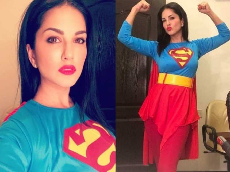 Sunny Leone saves the day as Supergirl on Halloween