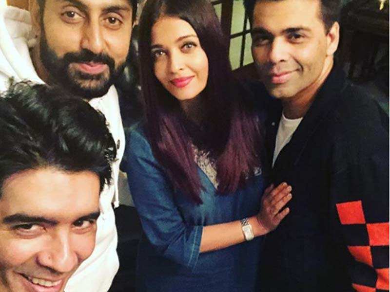 Aishwarya Rai Bachchan-Abhishek Bachchan catch up with Manish Malhotra and Karan Johar