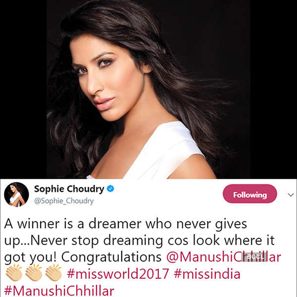 Celebrities congratulate Miss World 2017 Manushi Chhillar
