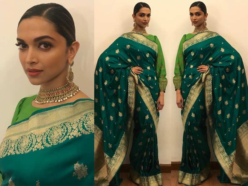 Image result for deepika green saree