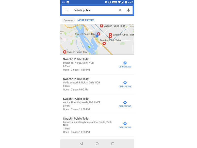 Locate toilet using Google Maps