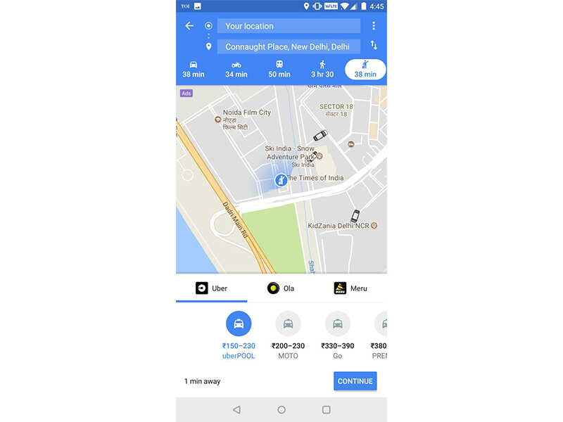 Book Uber from Google Maps