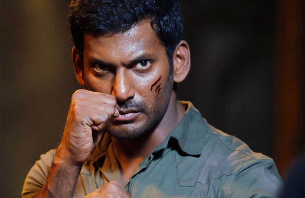 A still from Abhimanyudu