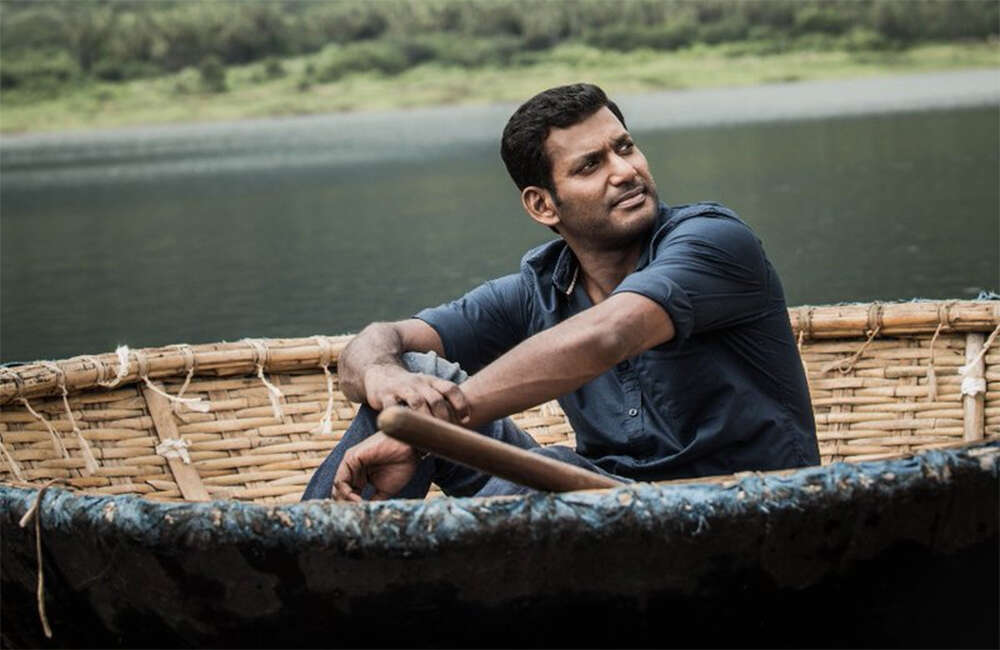 A still from Abhimanyudu