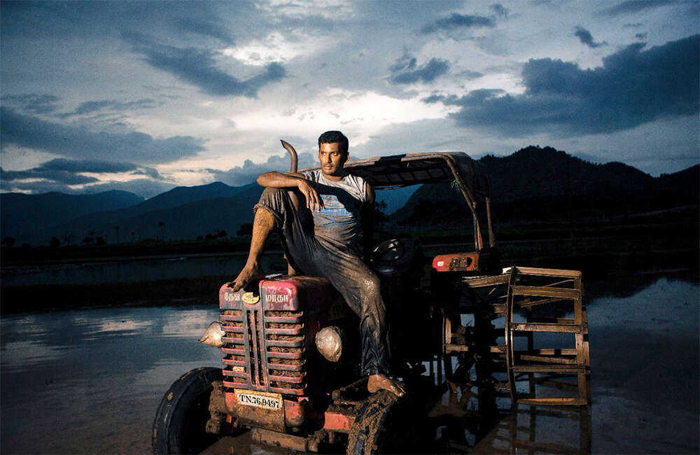 A still from Abhimanyudu