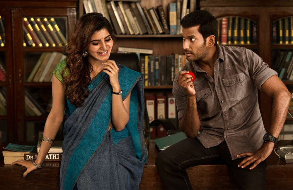 A still from Abhimanyudu