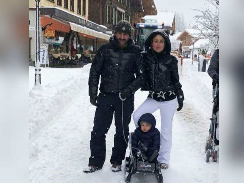 Saif Ali Khan and Kareena Kapoor Khan enjoy snowy holidays with their little munchkin Taimur Ali Khan in Switzerland