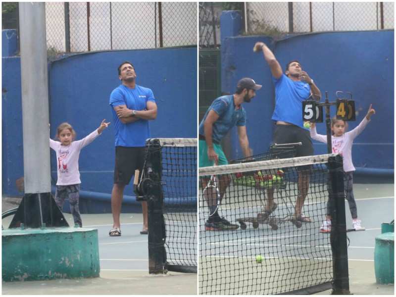 ​ Lara Dutta's daughter Saira learns some tennis from father Mahesh Bhupathi