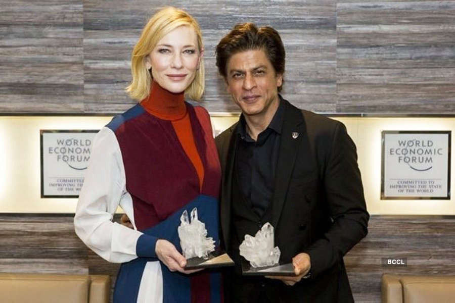 Shah Rukh Khan shares a fanboy moment with Cate Blanchett, honoured with Crystal Award