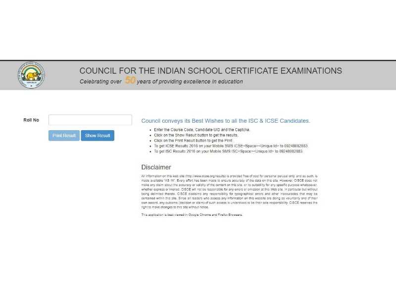 Council For The Indian School Certificate Examination: cisceresults.org