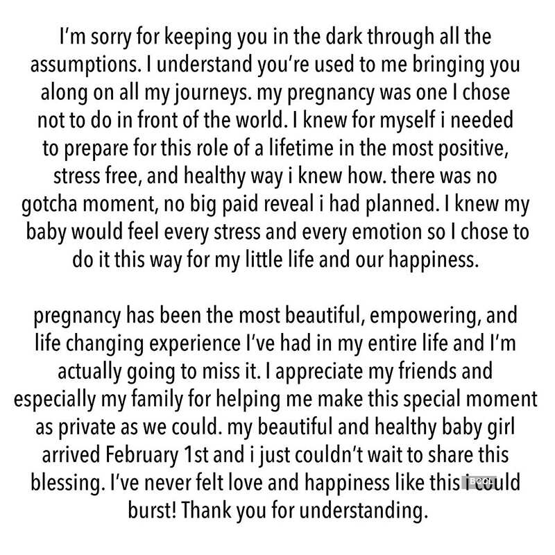 Kylie becomes mother to baby girl