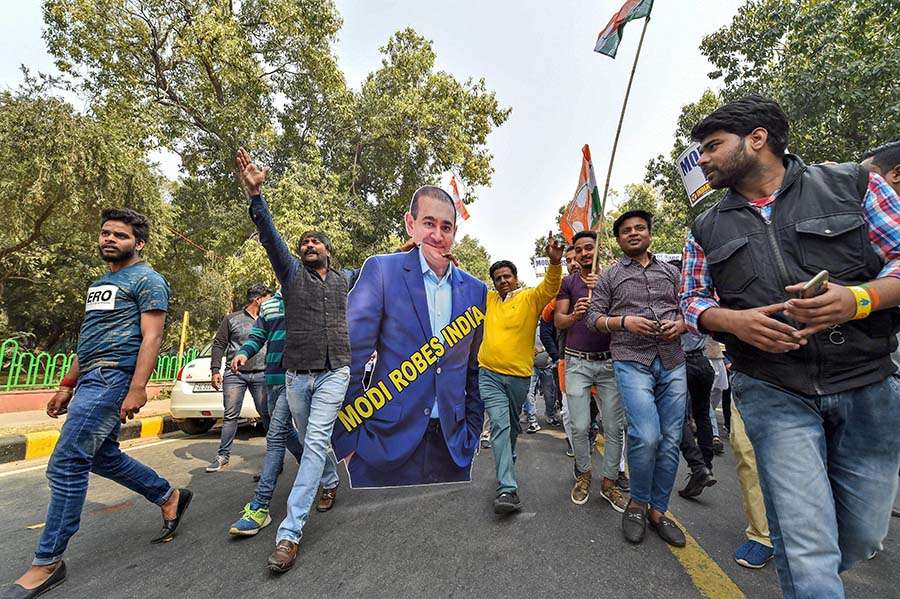 Congress holds protest against Nirav Modi