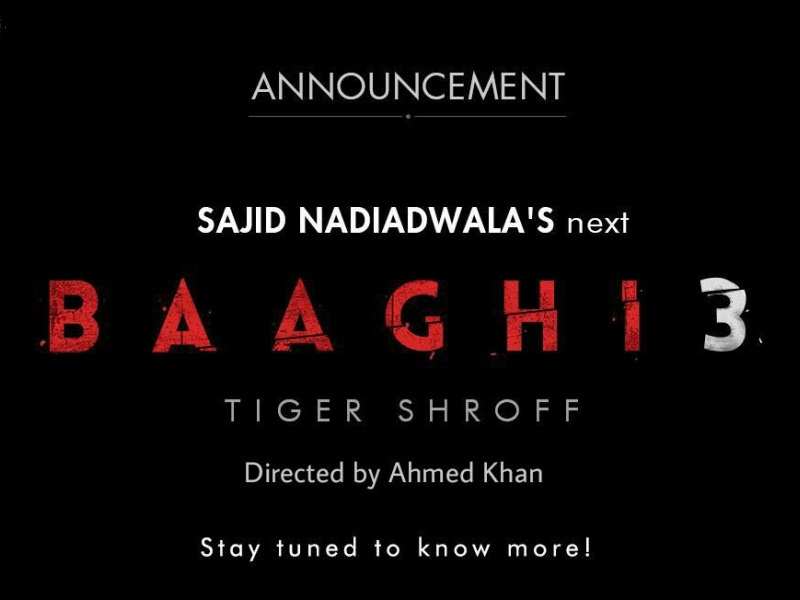 'Baaghi 3': Makers announce the third installment of the franchise starring Tiger Shroff