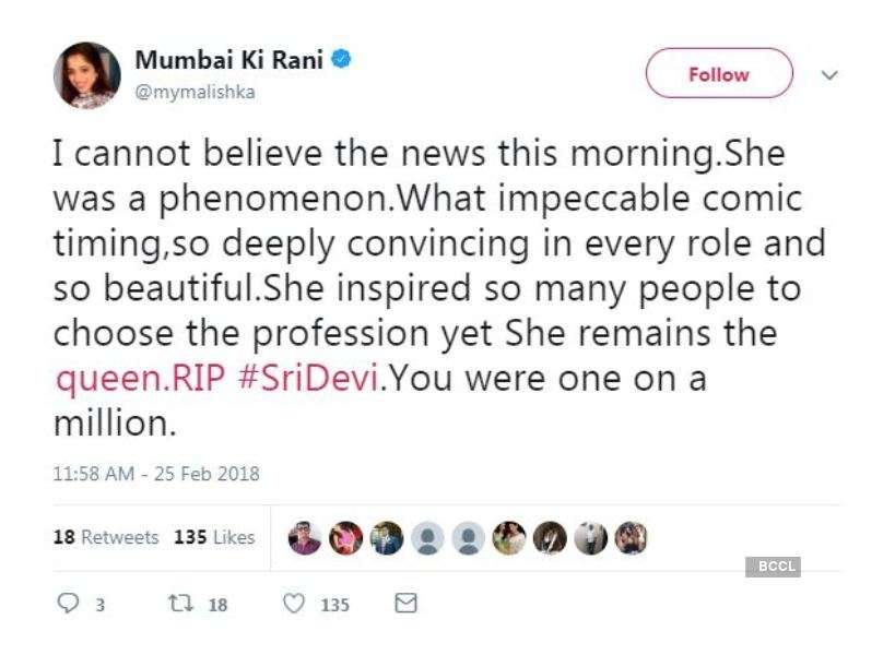 Celebs in solidarity over Sridevi's death