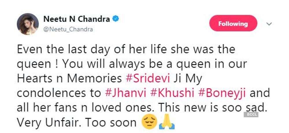 Celebs in solidarity over Sridevi's death