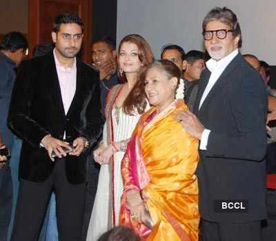 Abhishek Bachchan with Aishwarya Rai Bachchan and her parents at music ...