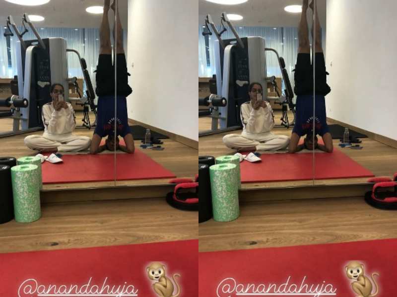 Sonam Kapoor shares a picture of alleged beau Anand Ahuja performing handstand at the gym
