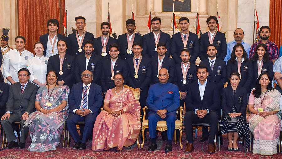 President Kovind & PM Modi meet Gold Coast CWG medallists
