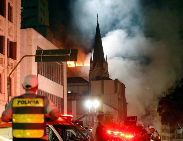 Photos: Blazing building collapses in Sao Paulo