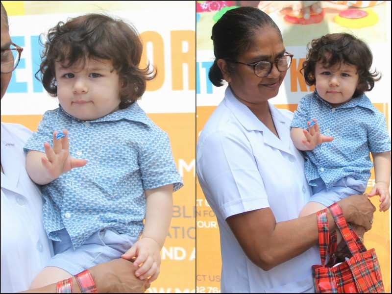Photos: Taimur Ali Khan waves at the paparazzi for the first time