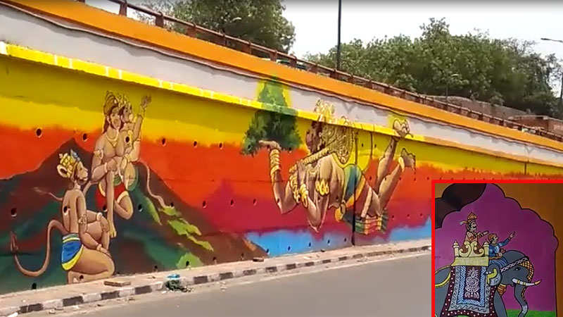 Delhi: Flyover at Yamuna Bazar gets an artistic makeover with anti-pollution coating