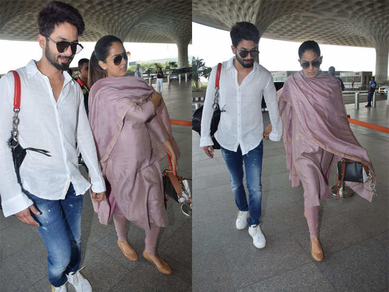 Shahid Kapoor and wife Mira Rajput spotted hand-in-hand at the airport