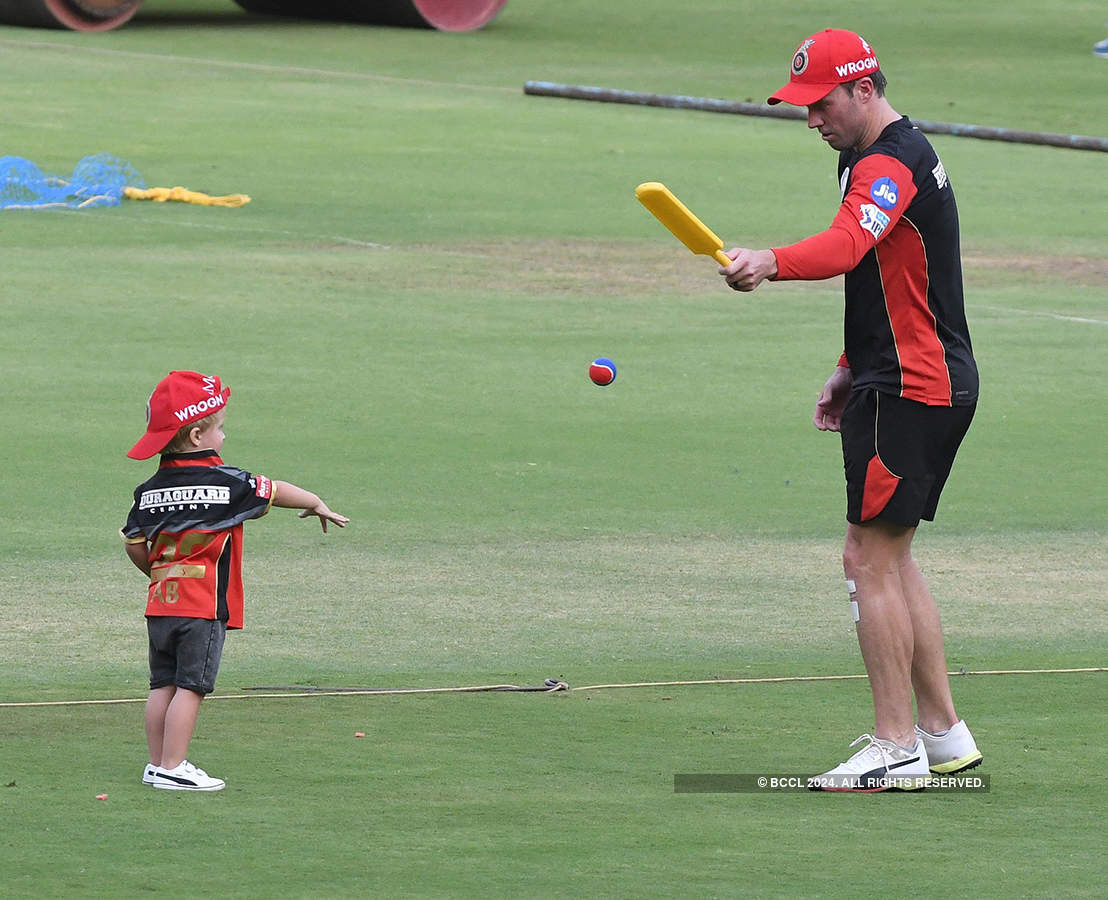 RCB's AB de Villiers bats as his son bowls during net ...