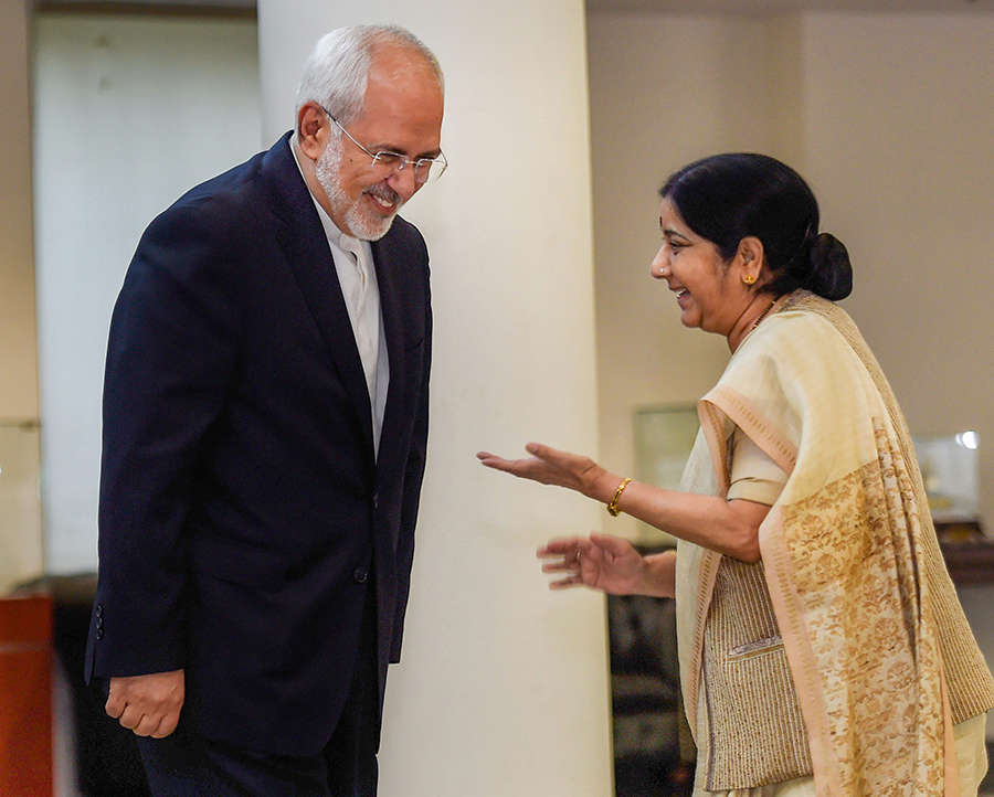 Sushma Swaraj holds bilateral talks with Javad Zarif