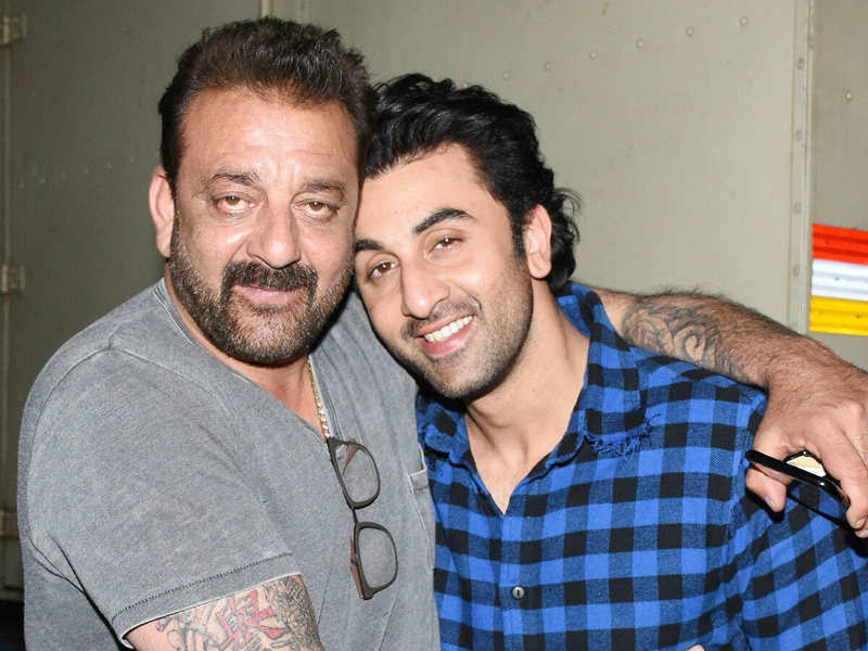 Sanjay Dutt and Ranbir Kapoor snapped together in a hearty embrace