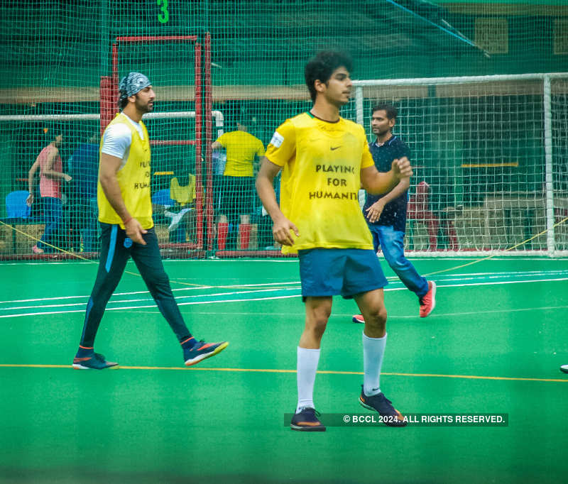 Celebs attend a football practice session