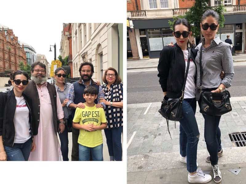 Sisters Kareena and Karisma Kapoor and Saif Ali Khan come together for a famjam in London