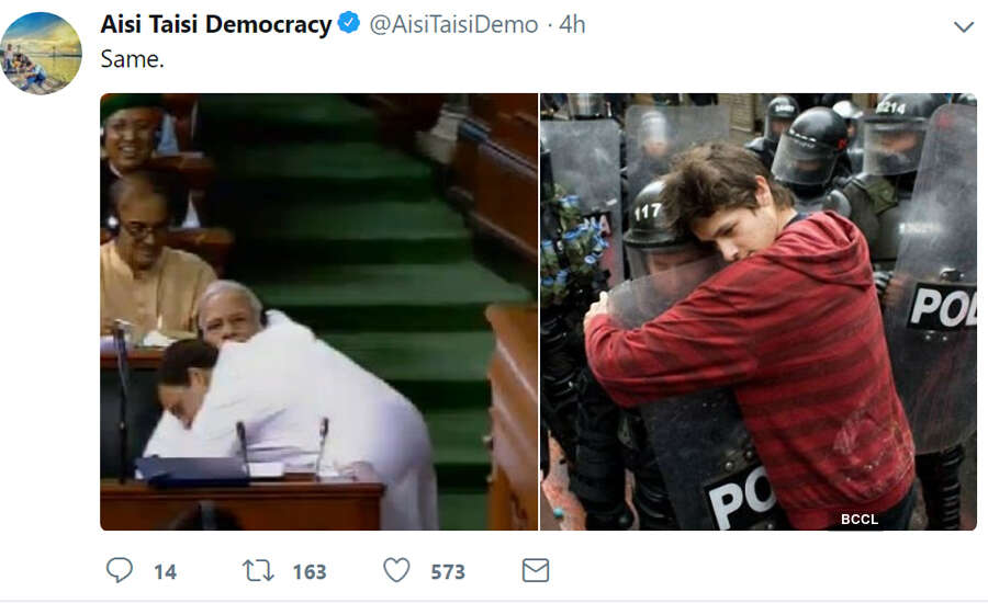 Twitter showers memes as Rahul Gandhi hugs amd winks