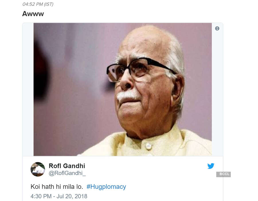 Twitter showers memes as Rahul Gandhi hugs amd winks