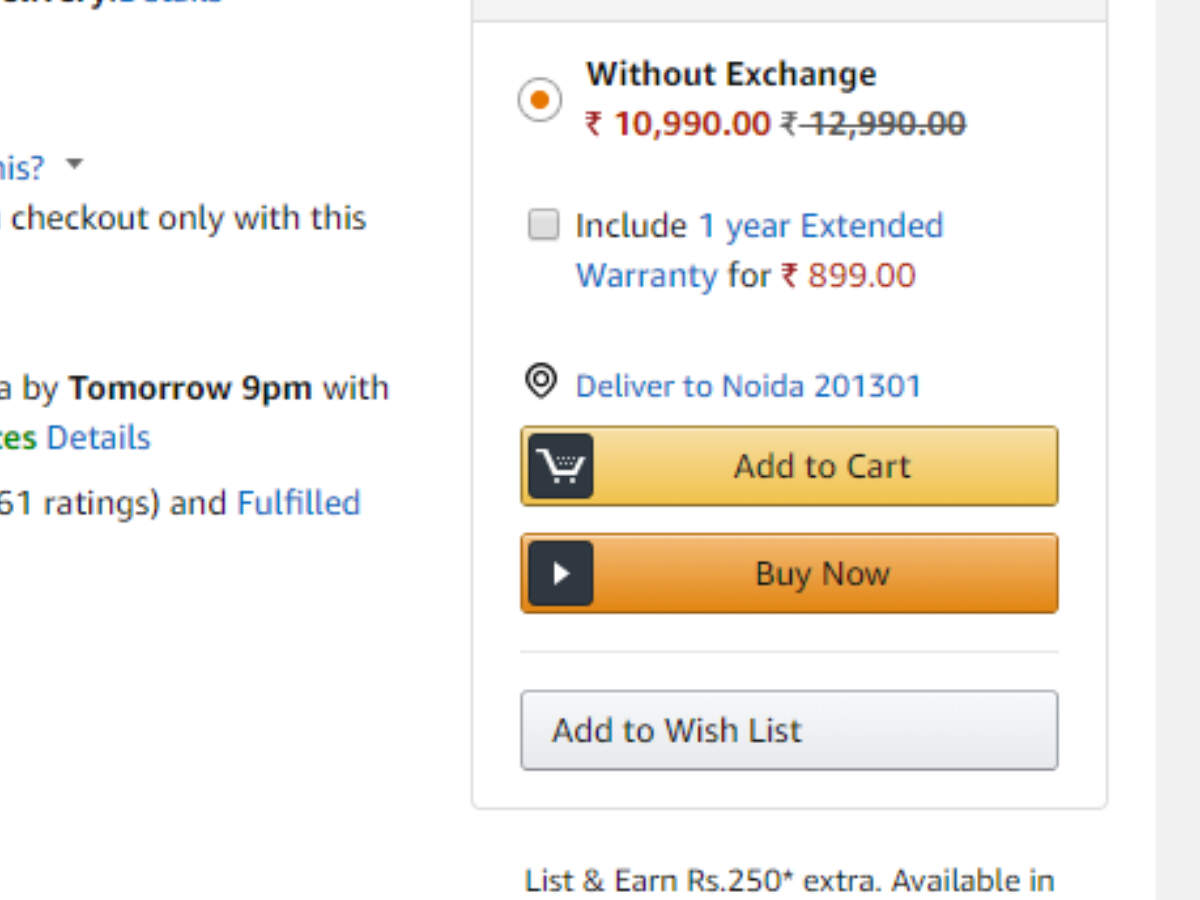 Keep your mouse pointer on Buy Now button