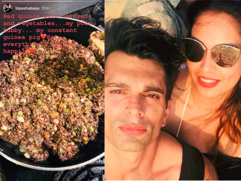 Karan Singh Grover gets a "constant guinea pig" title by wifey Bipasha Basu for bearing with her cooking