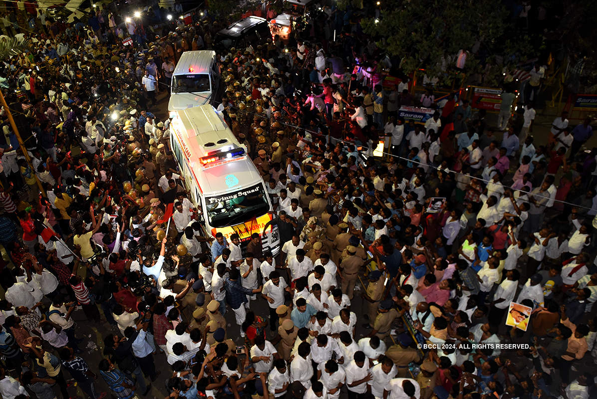 PM Narendra Modi and thousands of DMK supporters pay last respects to M Karunanidhi