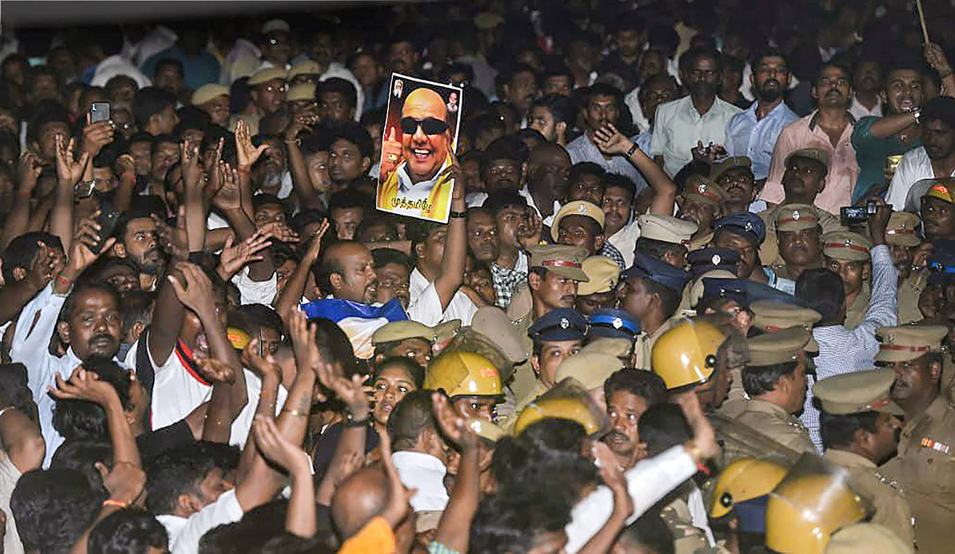 PM Narendra Modi and thousands of DMK supporters pay last respects to M Karunanidhi